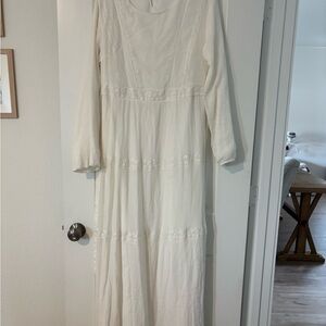 Women's Cream Long Sleeve Maxi Dress